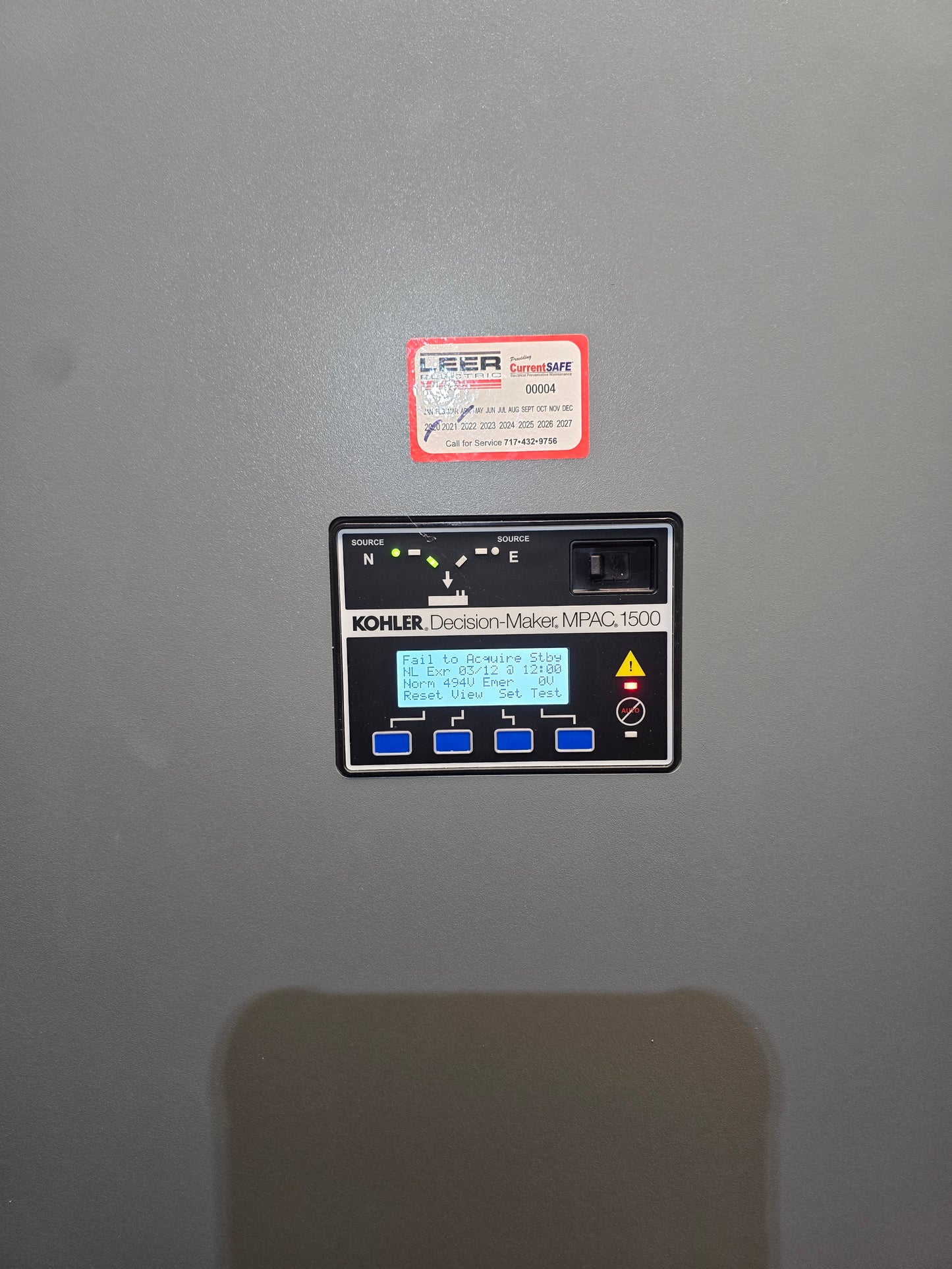 Kohler 800A 480V Automatic Transfer Switch ATS KSS-DMVA-0800S MPAC 1500 3Ph 4P