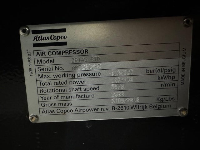 NEW Atlas Copco Air Compressors ZR145 STD 2022-21701