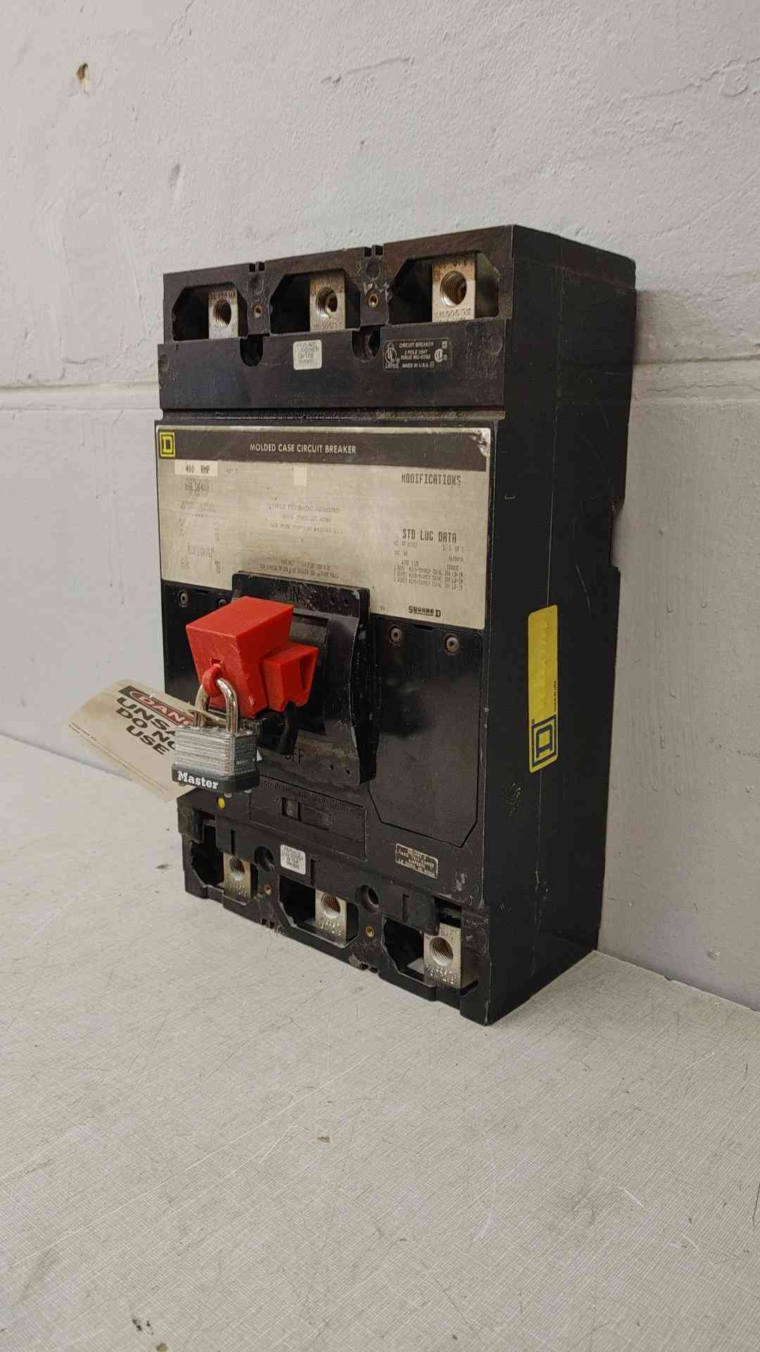 Square D 400A 3 Pole Circuit Breaker 600VAC 250VDC MHL36400(104835)