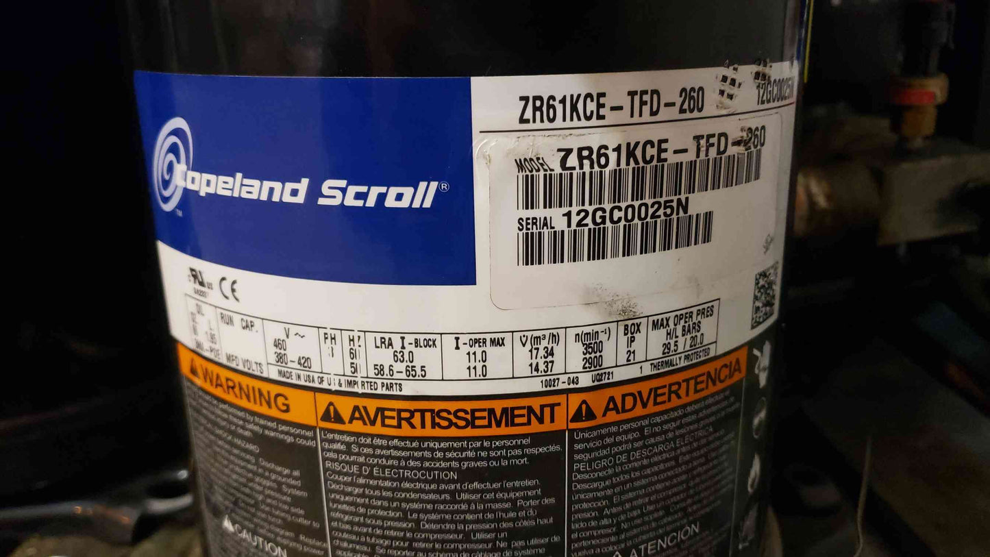 Copeland Scroll 3PH AC Air Compressor ZR61KCE-TFD-260