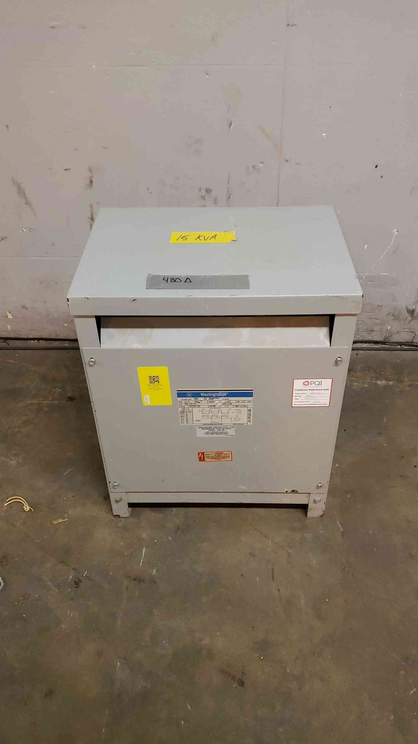 Westinghouse 15KVA 480v x 208Y/120 3PH Dry Transformer U48M28T15B (SKU: 106918)