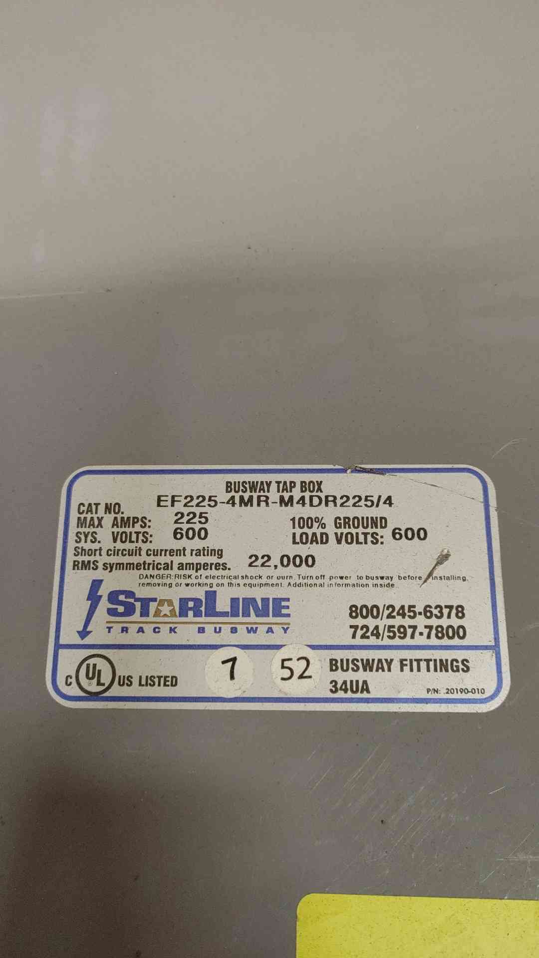 Starline 225A Busway End Tap Box EF225-4MR-M4DR225/4 with Meters RIGHT