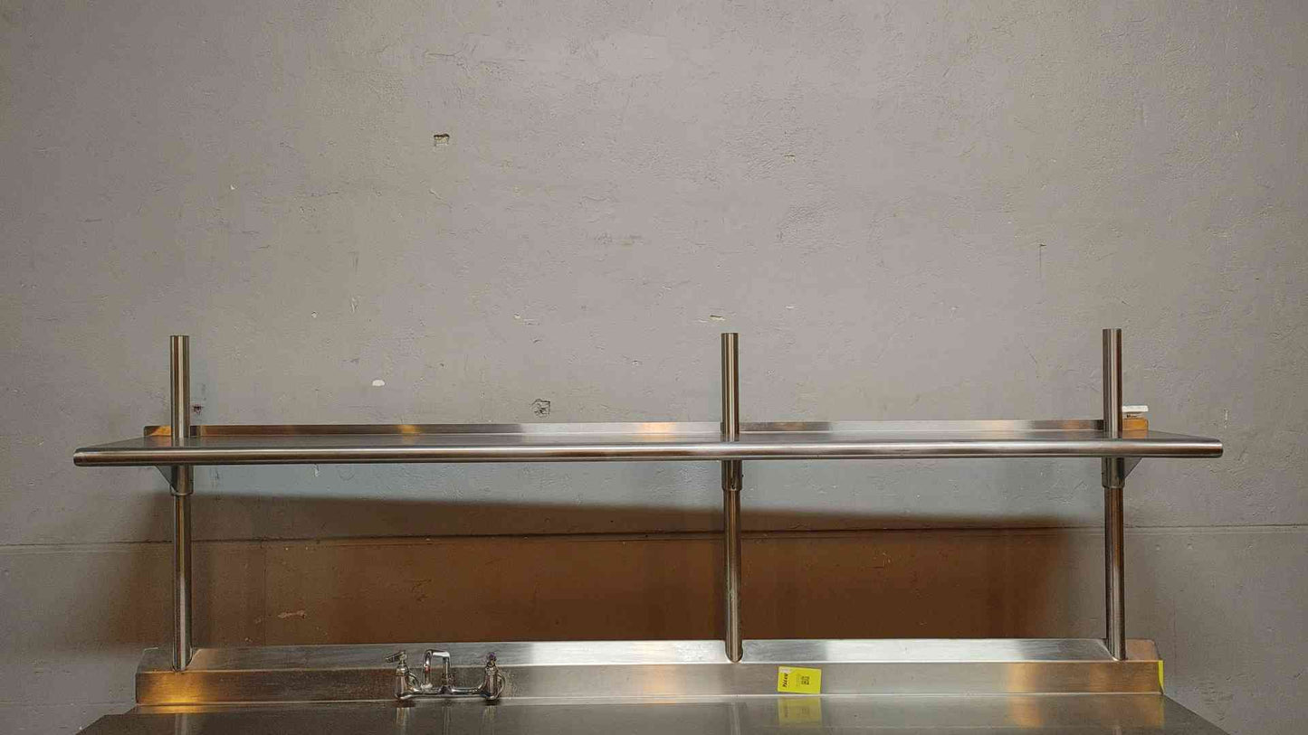 8' Stainless Steel Dual Basin Prep Table With Sink Cover & Tiered Shelves