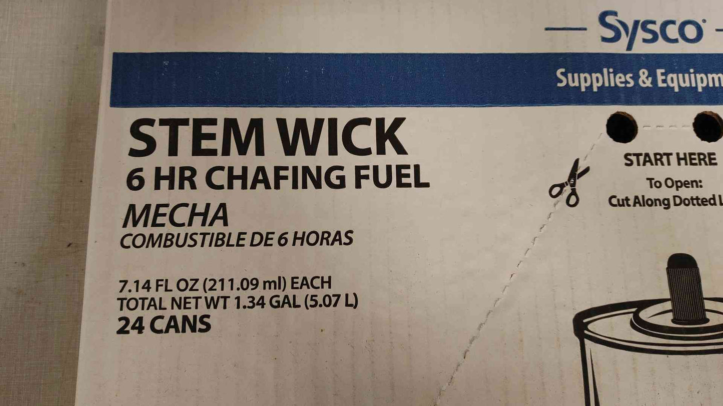 Case Of 24 Sysco 6Hr Chafing Fuel Stem Wick