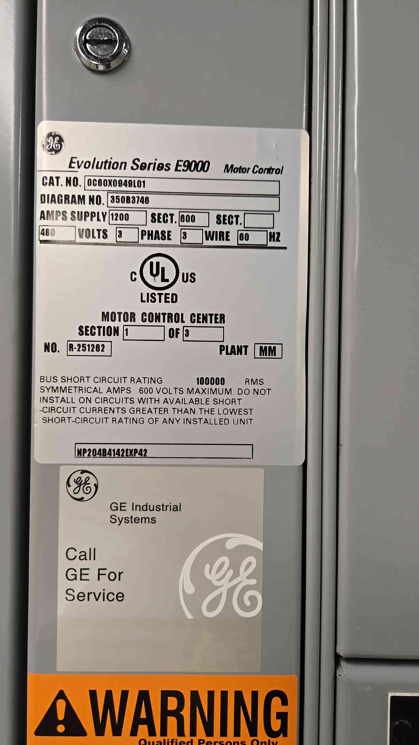 1200A GE Evolution Series E9000 Motor Control Center MCC (107815)