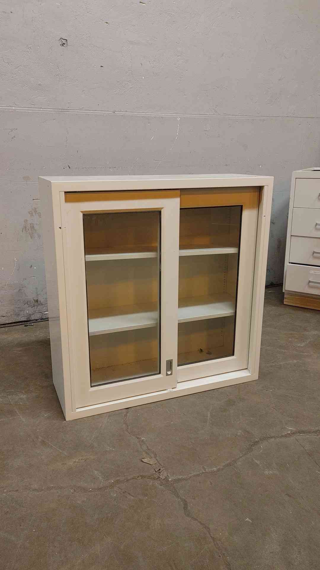 3' Dual Glass Sliding Door White Overhead Casework (108358)