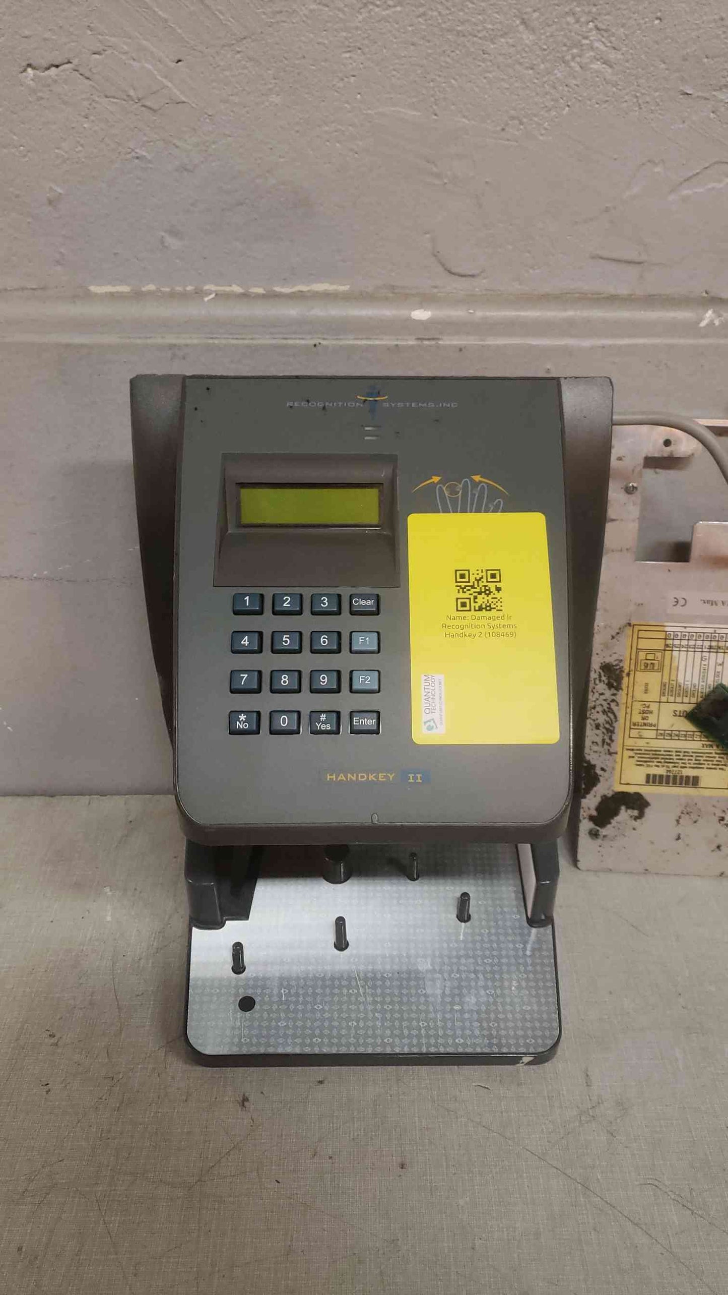 *Pickup Only* Damaged Ir Recognition Systems Handkey 2 AS-IS
