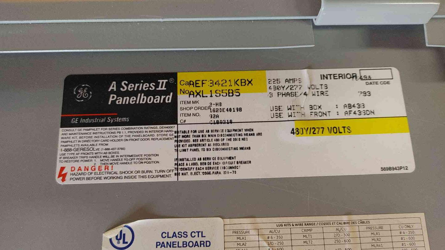 General Electric A Series 2 Panelboard 225A 480Y/277V 3PH 4W AXL1S5BS (108703)