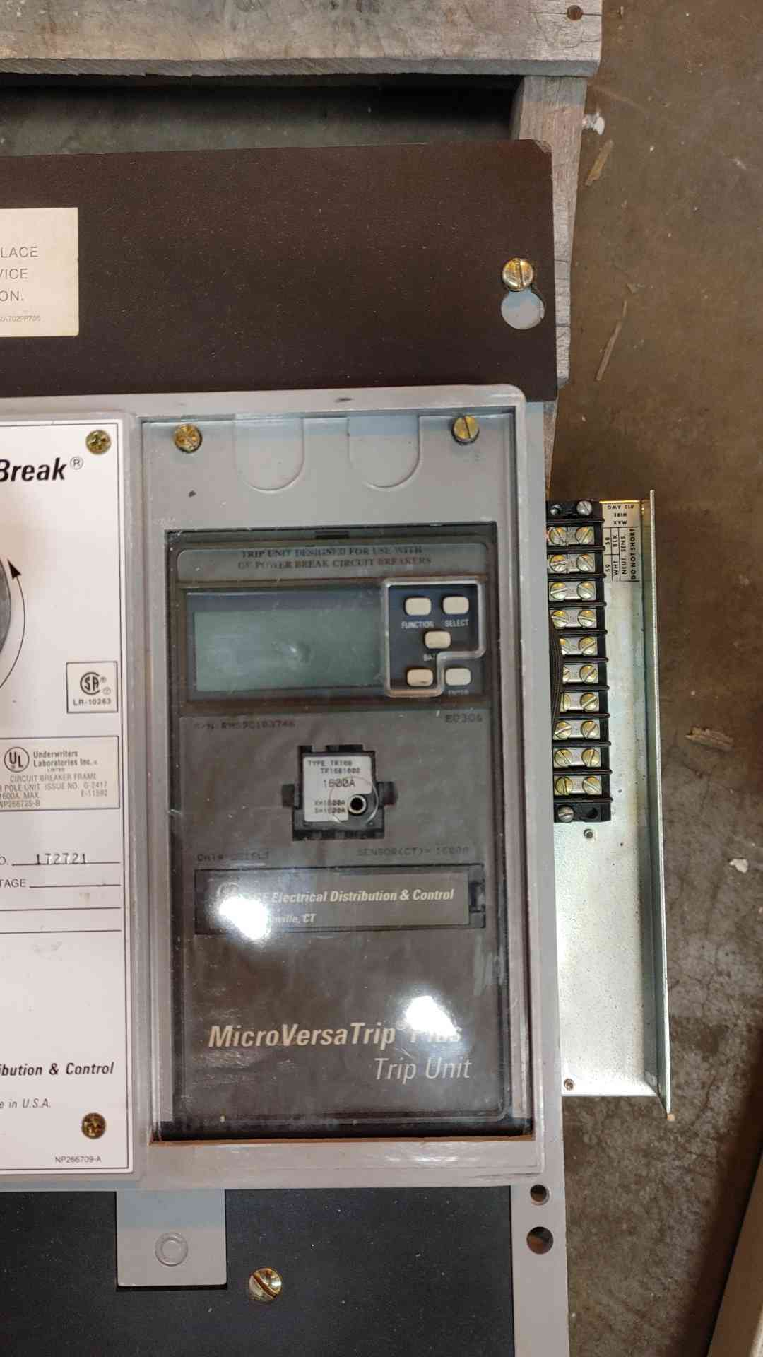 GE PowerBreak MicroVersaTrip Plus Trip Unit 1600A G-2417 (108856)