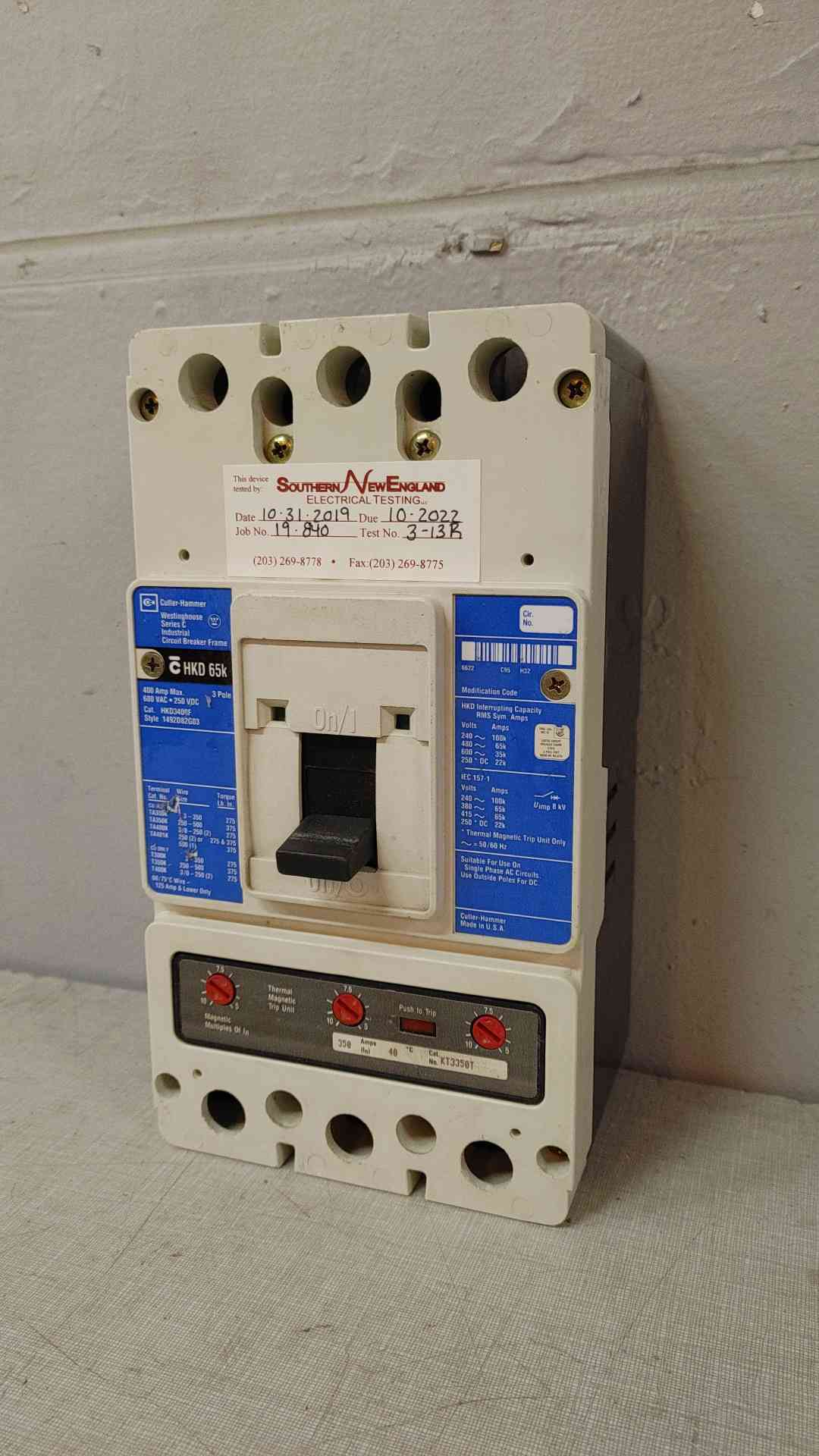 Westinghouse Series C Industrial 3 Pole Circuit Breaker 400A 600VAC 250VDC HKD3400F (108844)