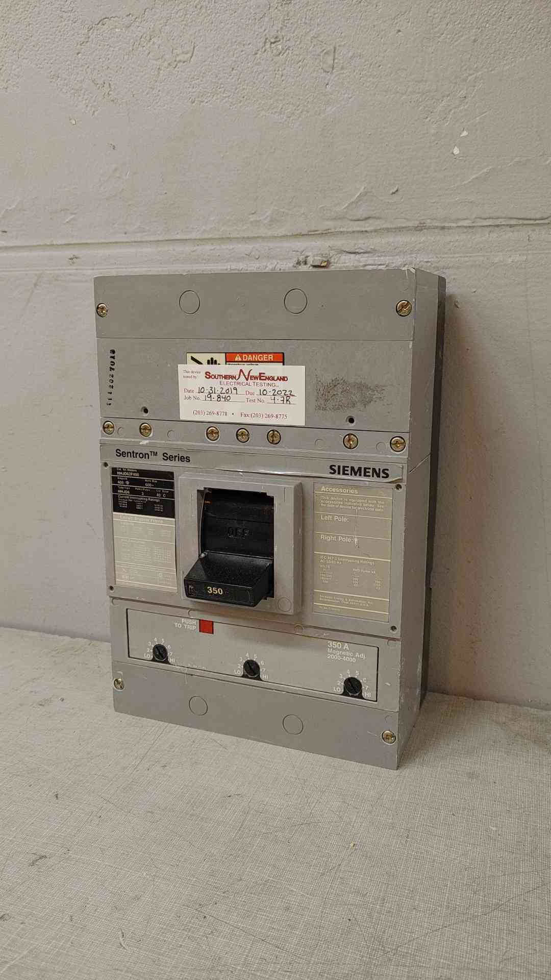 350A Siemens Sentron Series 3 Pole Circuit Breaker HHJD63F400 HHJD6 (108845)
