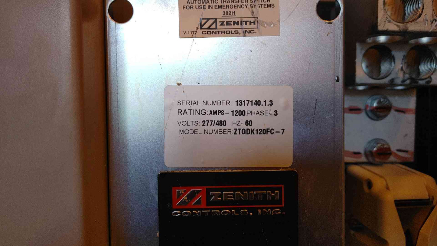 Zenith Controls ATS Type 1 Enclosure 1200A 3PH 277/480V ZTGDK120FC-7 (109041)