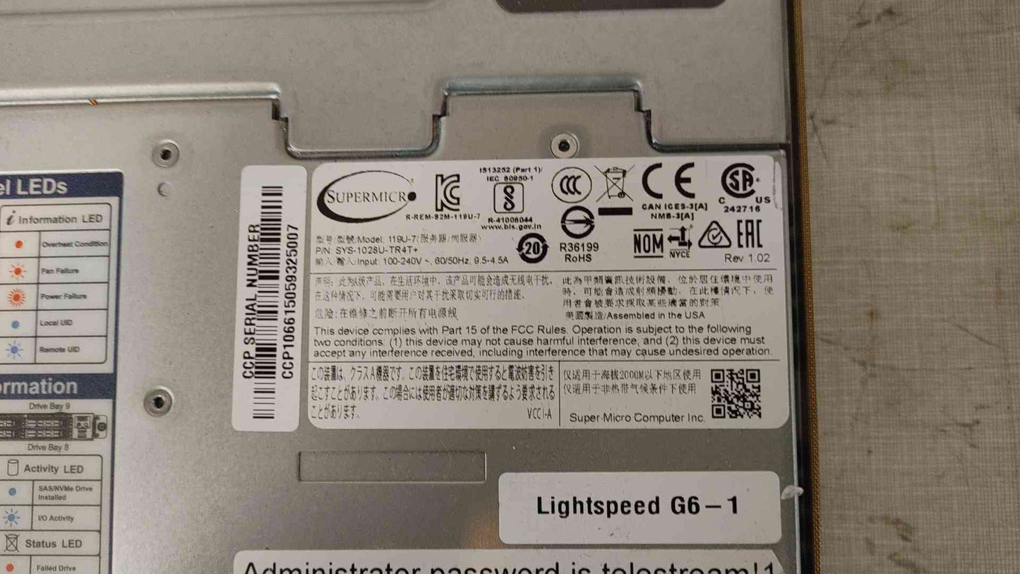 Supermicro SYS-1028U-TR4T+ No HDDs