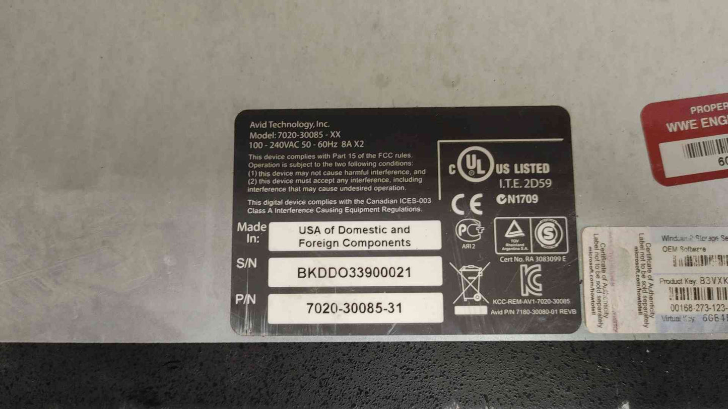 Avid Technology ISIS 5500 Model 7020-30085-XX (109144)