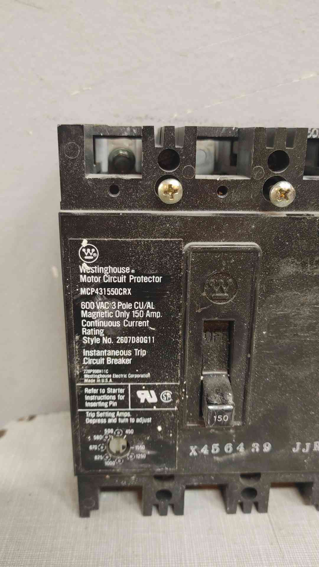 Westinghouse 3 Pole Circuit Breaker 150A 600VAC MCP431550CRX (109396)
