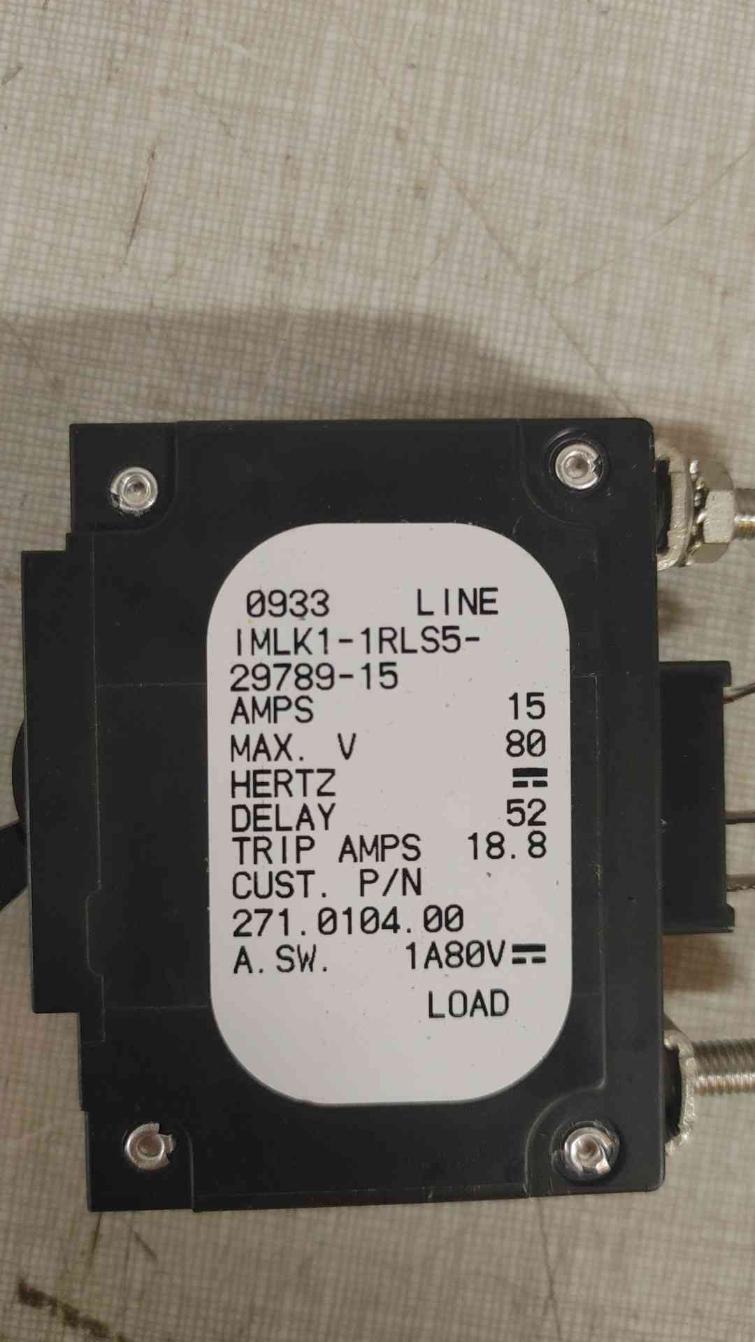 Airpax 15A 1 Pole Breaker IMLK1-1RLS5-29789-15 *Pickup Only*