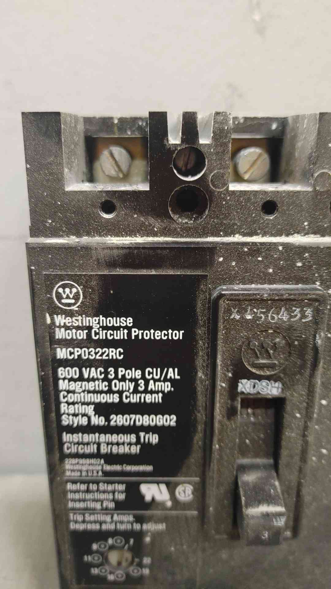 Westinghouse MCP0322RC 3-Pole Motor Circuit Protector - 600 VAC, 3 Amp (SKU: 109387)