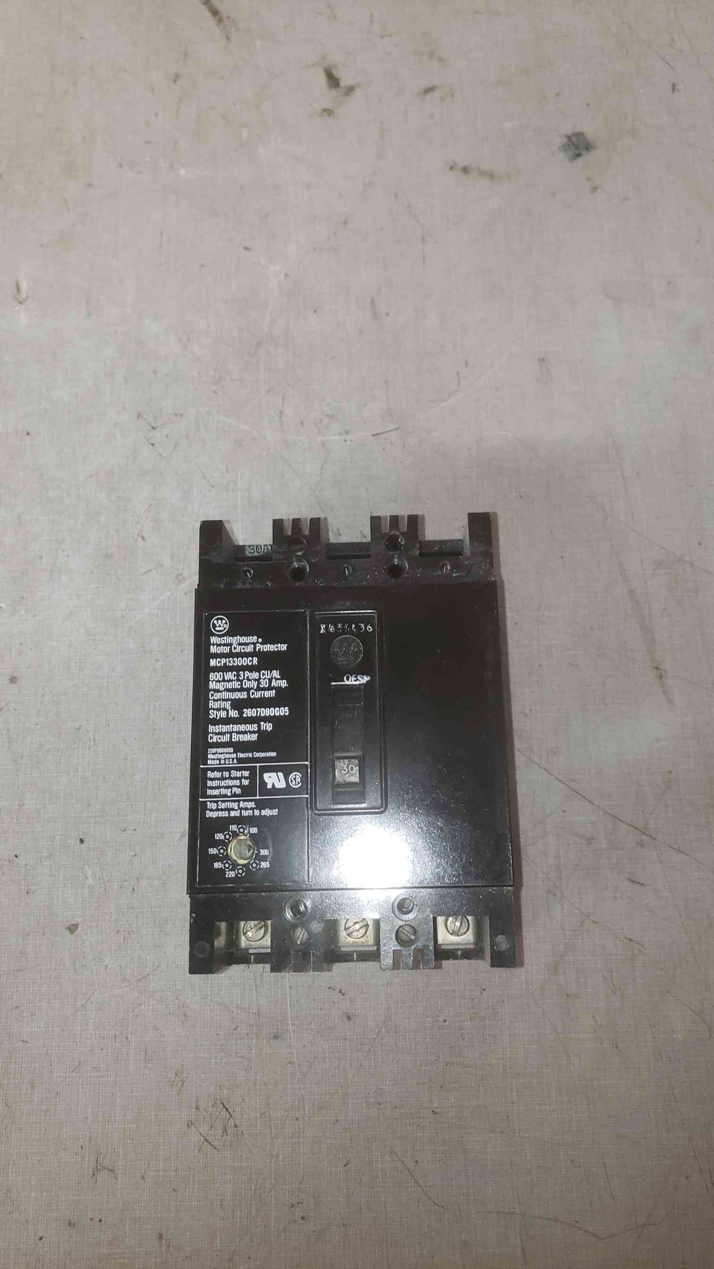Westinghouse 30A 600VAC 3 Pole Breaker MCP13300CR (SKU: 109604)