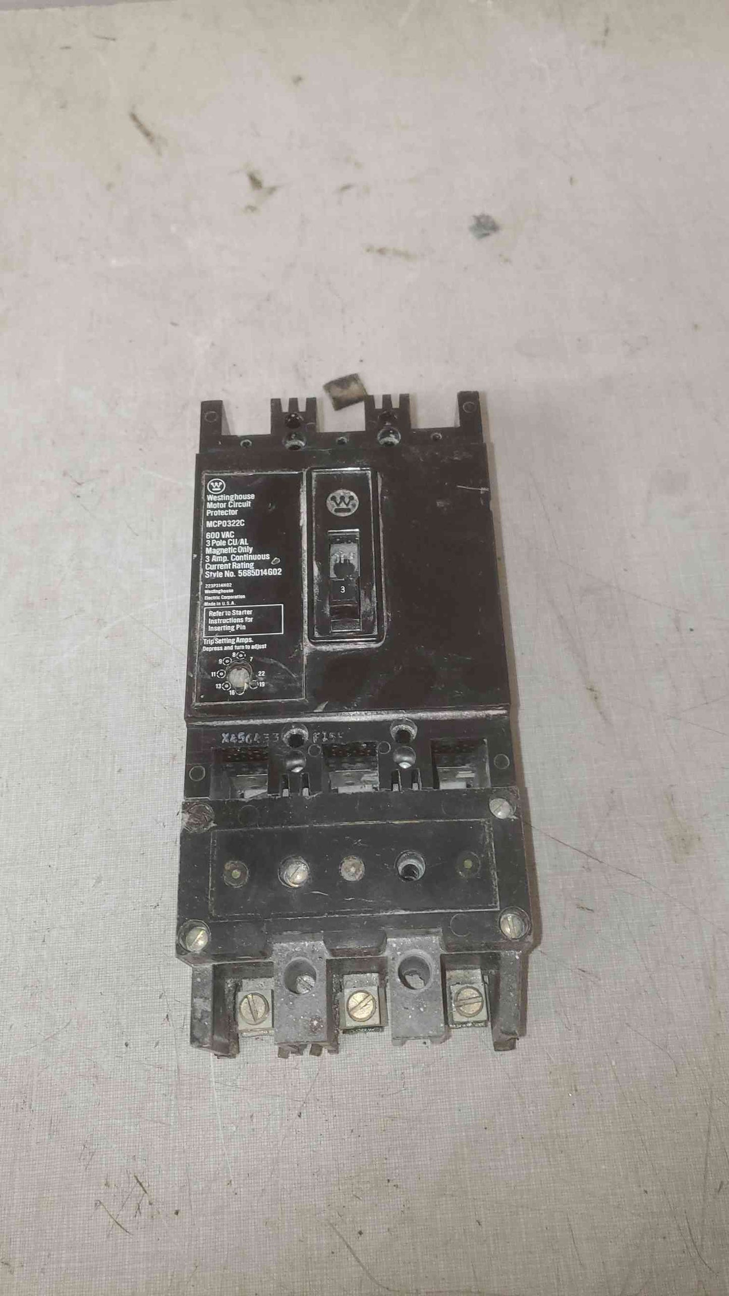 Westinghouse 3A 600VAC 3 Pole Breaker MCP0322C (SKU: 109609)