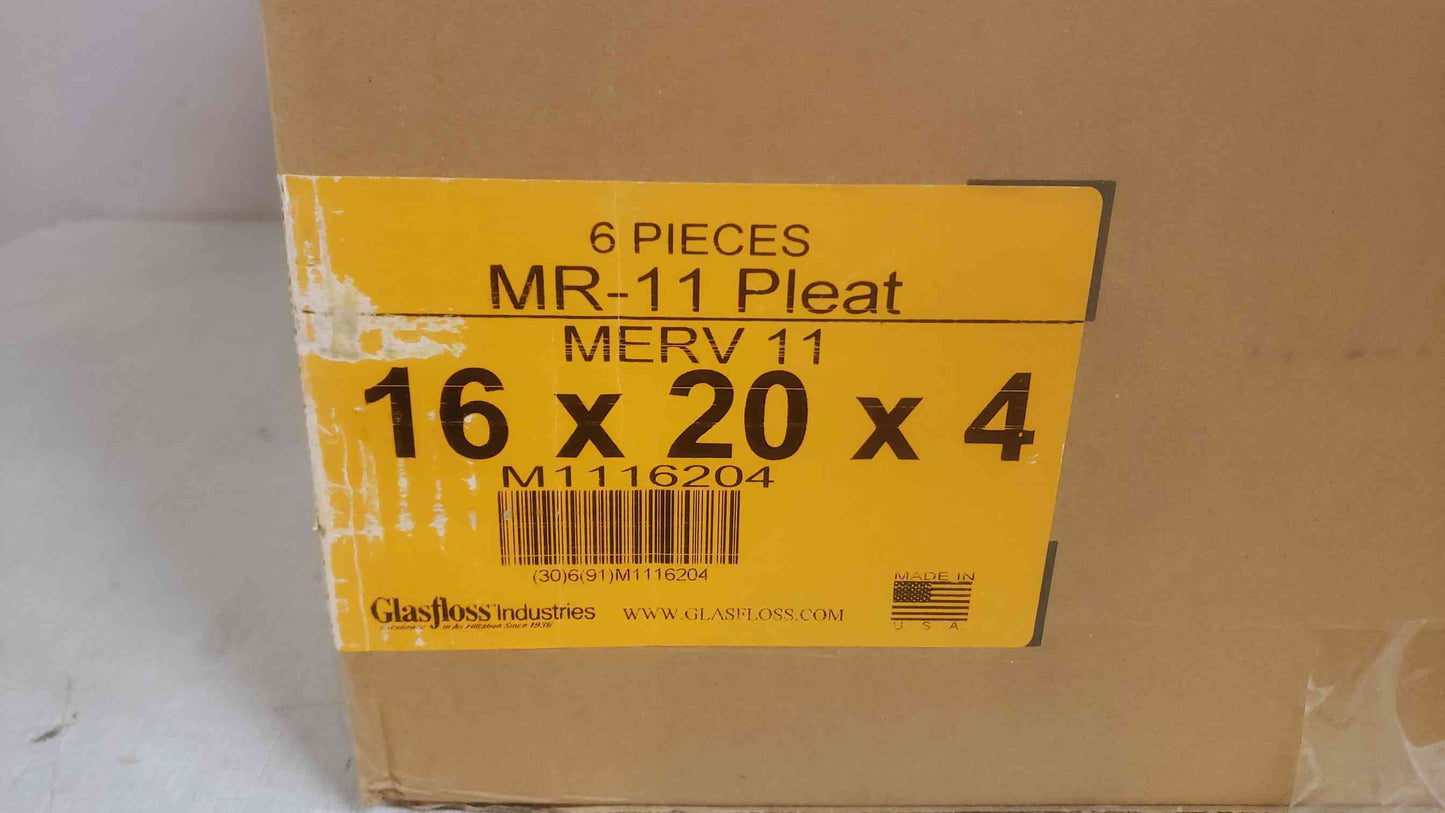 NEW Glasfloss 16x20x4 Merv 11 MR-11 Pleat M1116204 (SKU: 109869)