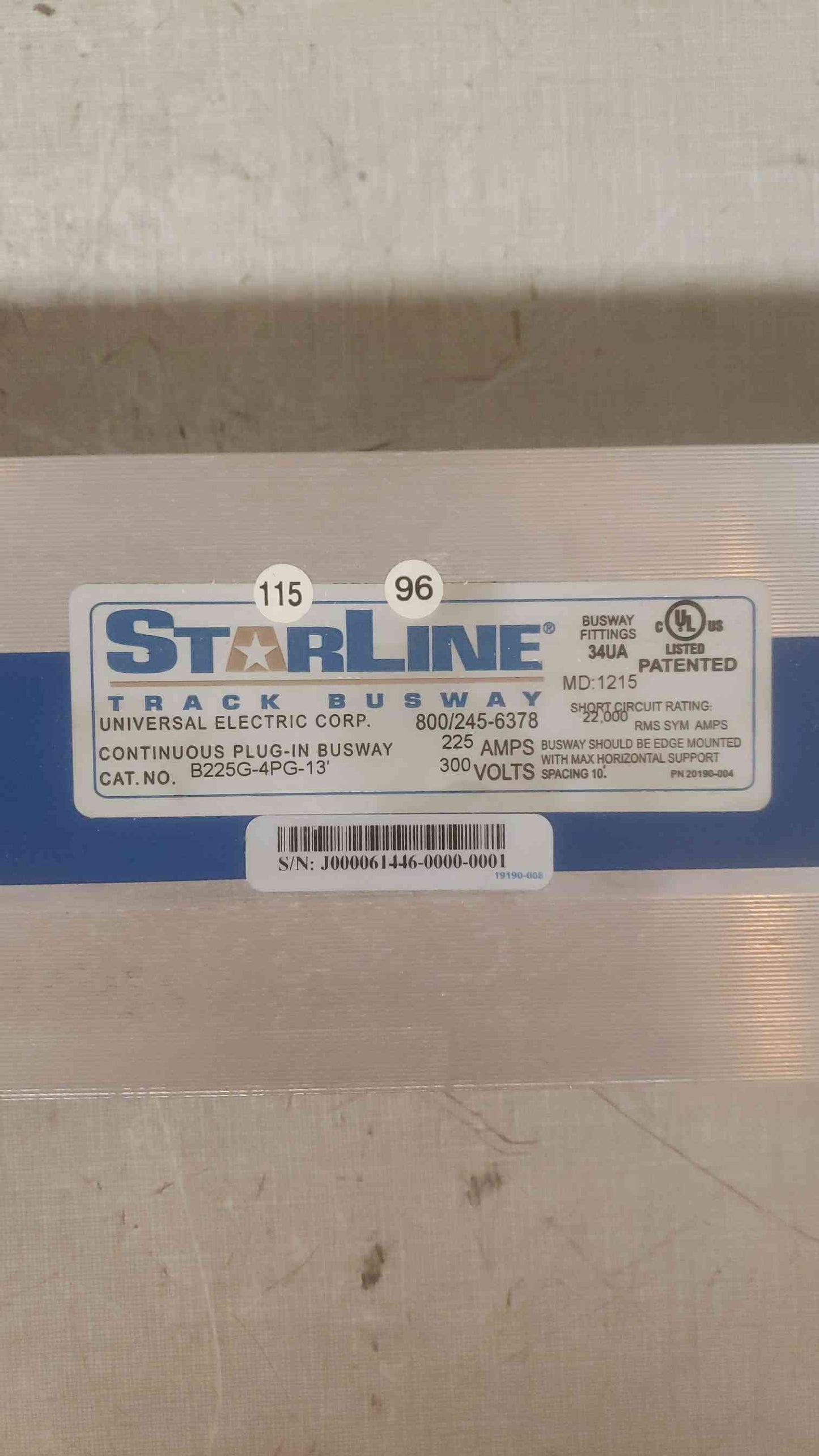 Starline 225A 300A Track Busway Bar B225G-4PG-13'(SKU: 110367)