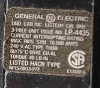 GE THQB32060 60A 3 Pole 240V Bolt-On Commercial Circuit Breaker THQB 60