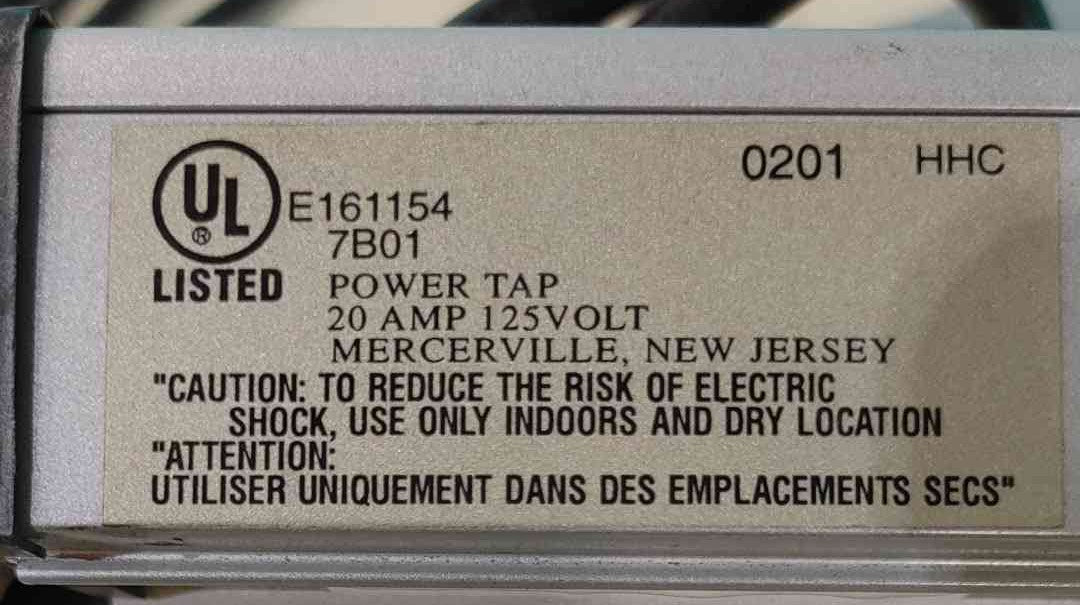Brooks Power Systems E161154 20A 125V 6 Outlet Metal Power Strip Heavy Duty