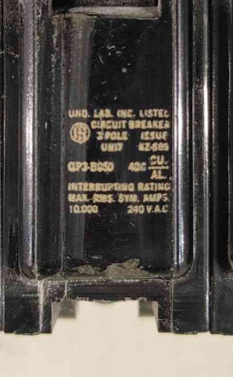 ITE Siemens QP3-B050 50 Amp 3 Pole Plug On Circuit Breaker Q350 Type QP 50A 240V