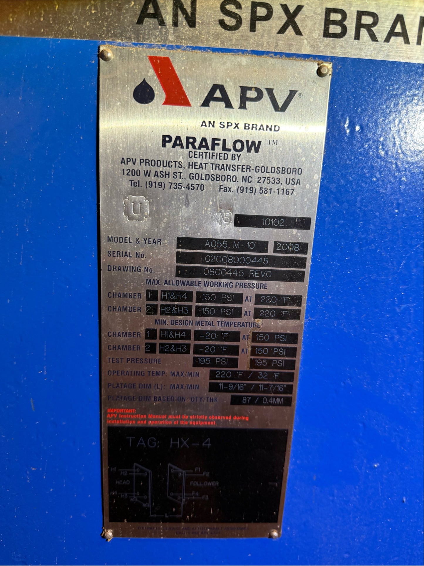 Paraflow Heat exchanger  A055 M-10