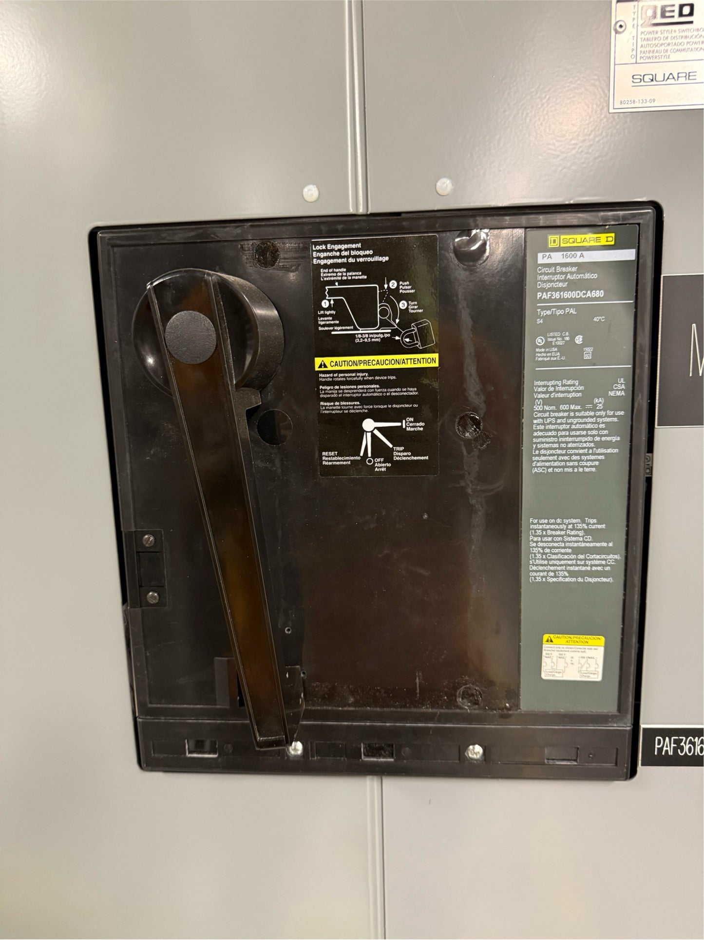 Square D QED Switchboard 600V 1600A Disconnect Cabinet