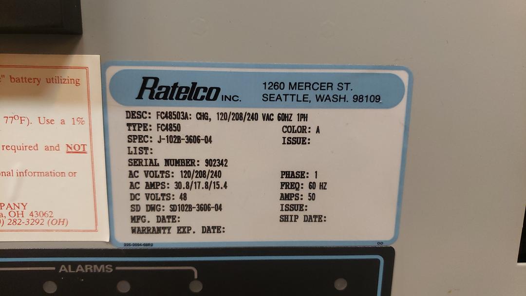 Ratelco Constant Voltage Rectifier FC48503A FC4850(S6LLST7371)