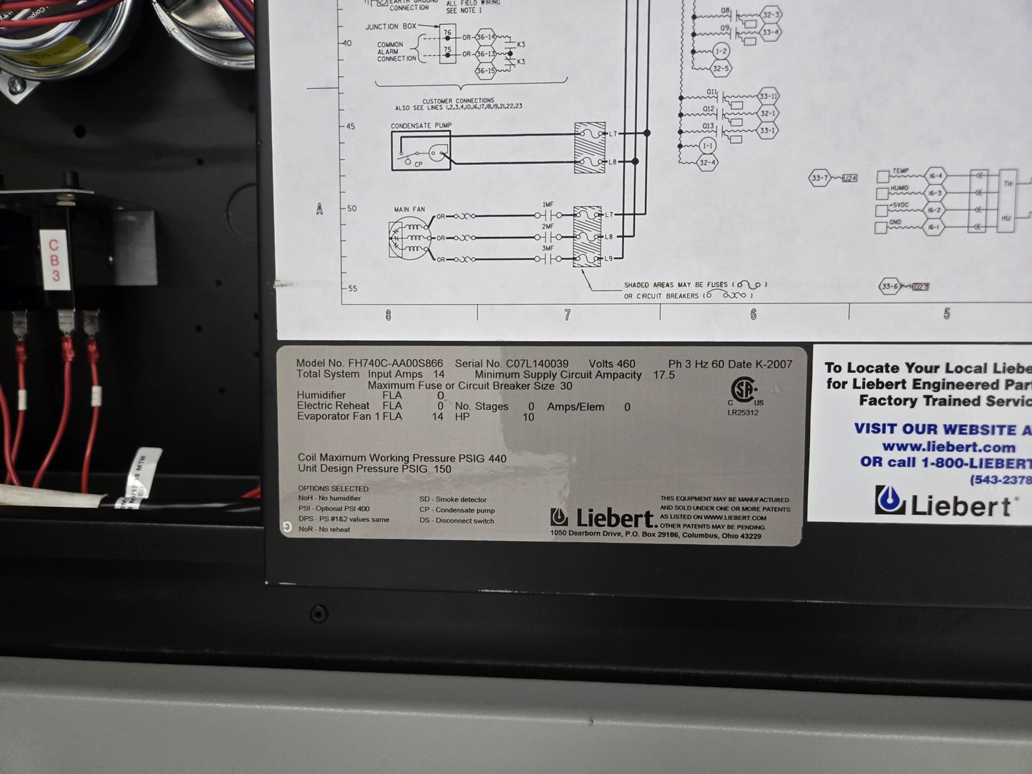 Liebert CW114D Chilled Water CRAC Downflow '10