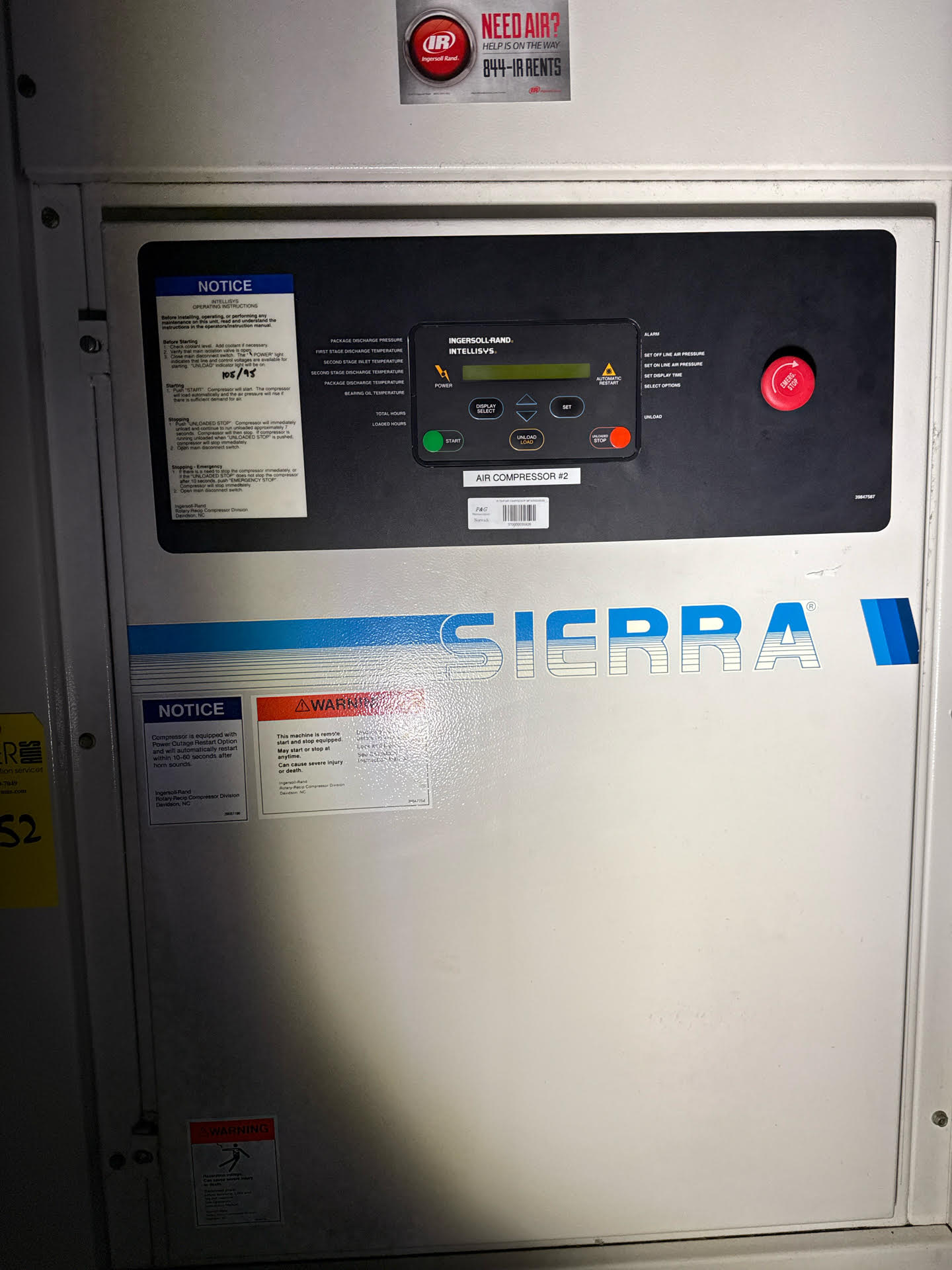 75HP Ingersoll Rand Sierra-H75 Oil-Free Air Compressor 230/460 306CFM (SKU: 109851)