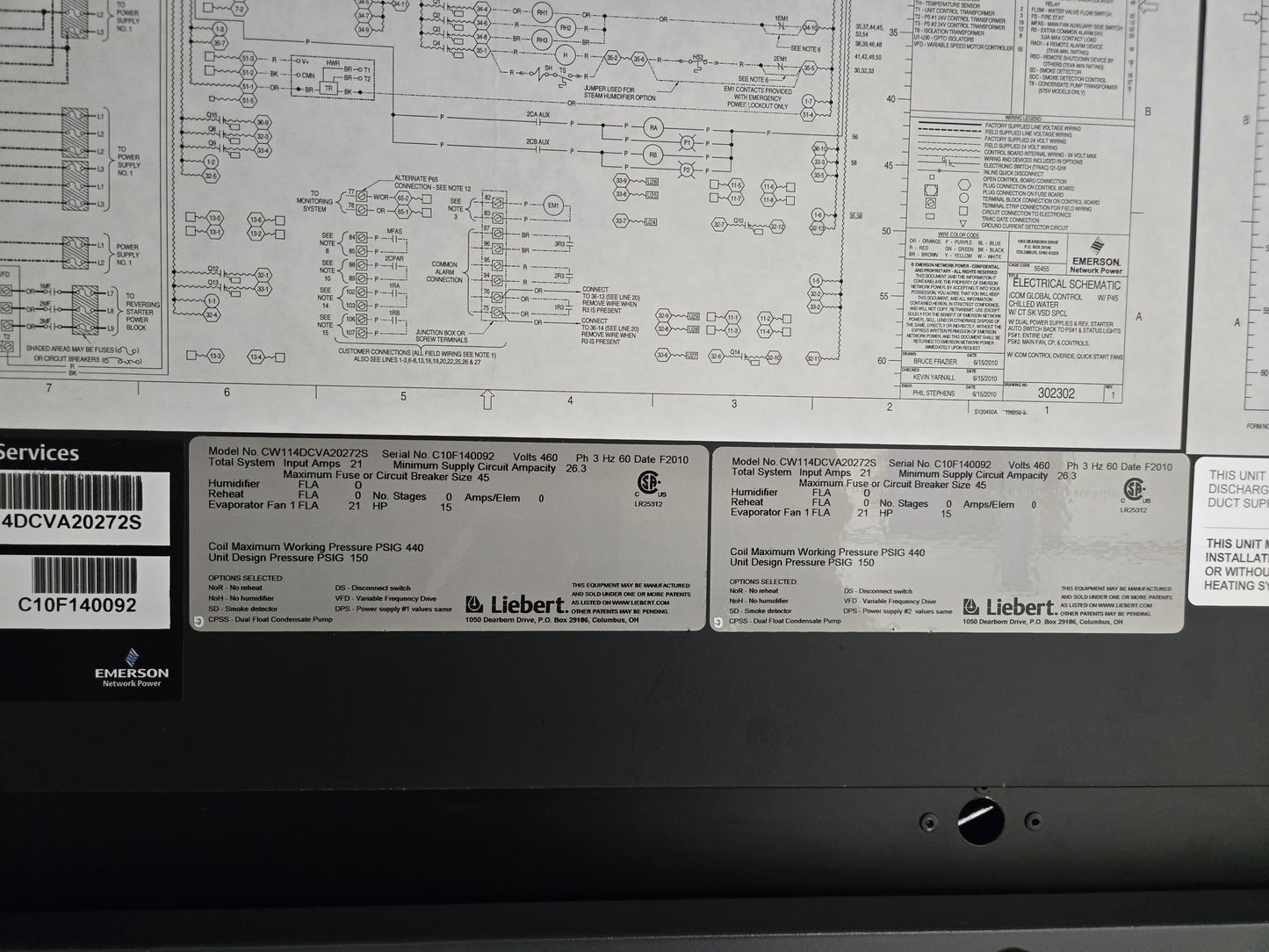 Liebert Deluxe System 3 FH740C Chilled Water Downflow CRAC 460V '07