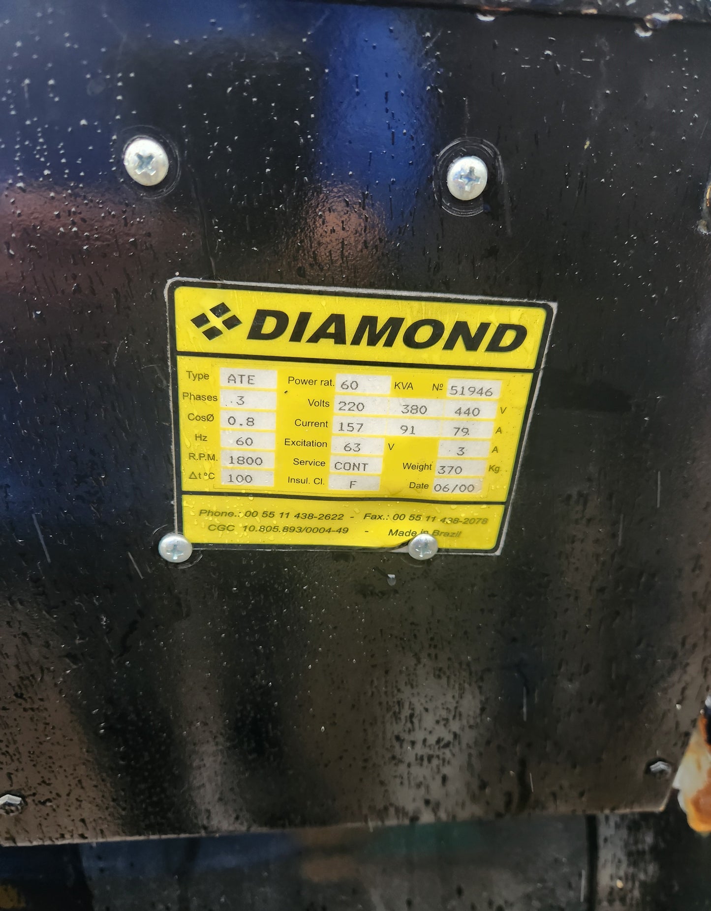 60KW Diamond 4-236 Perkins Generator '01 39hrs TESTED-17522