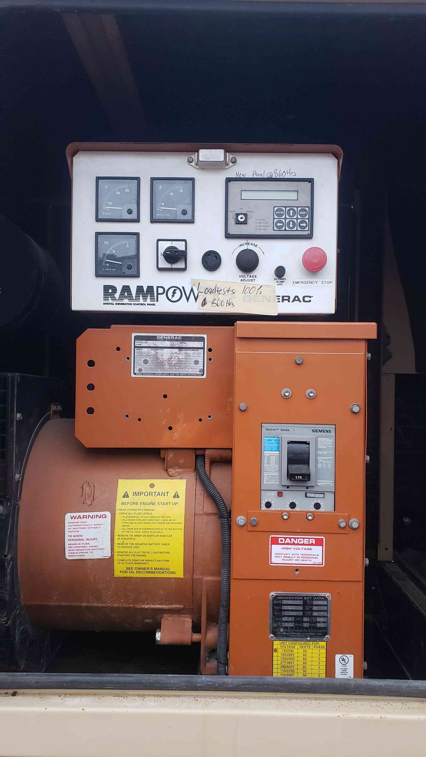 35KW GENERAC Diesel Generator 120/240 1PH 860Hrs. TESTED (SKU: 104501)(104501)