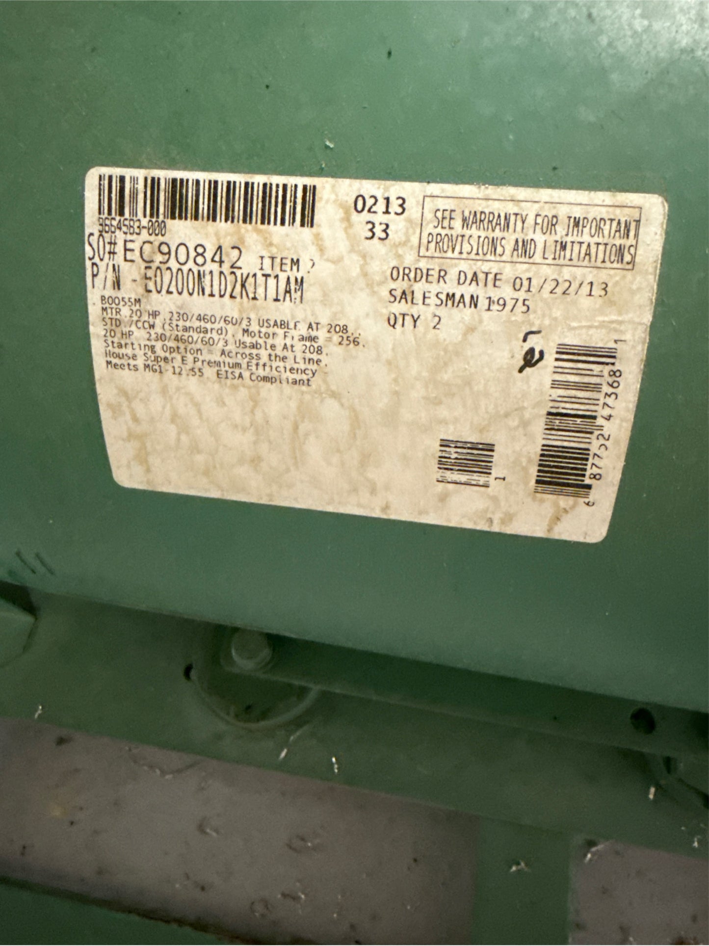 Baldor Reliance EM2515T 20HP 3ph 230/460 Motor/Pump Package