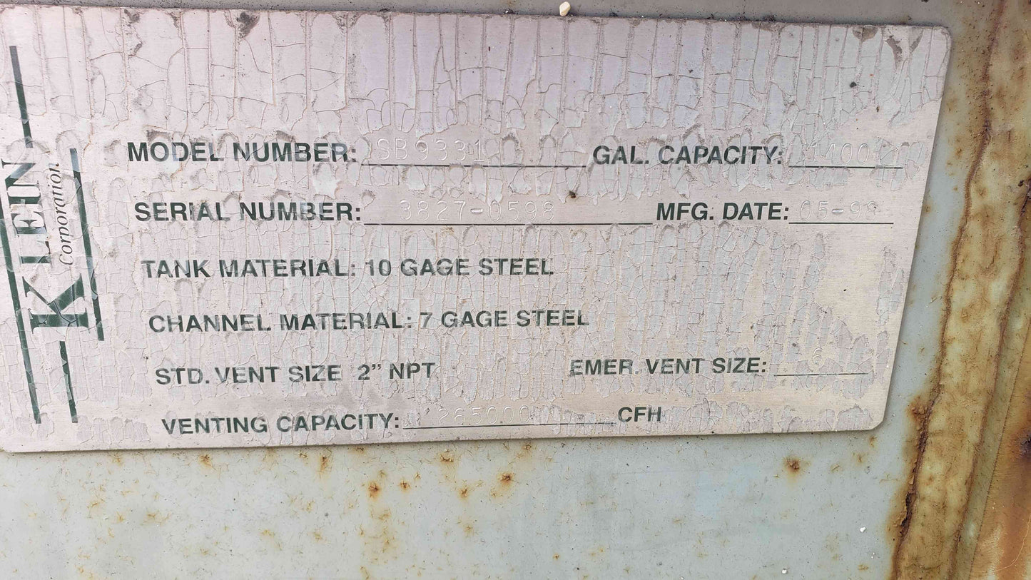 1400 Gallon Klein Closed Top Diked Generator Base Tank (SKU: 107629)