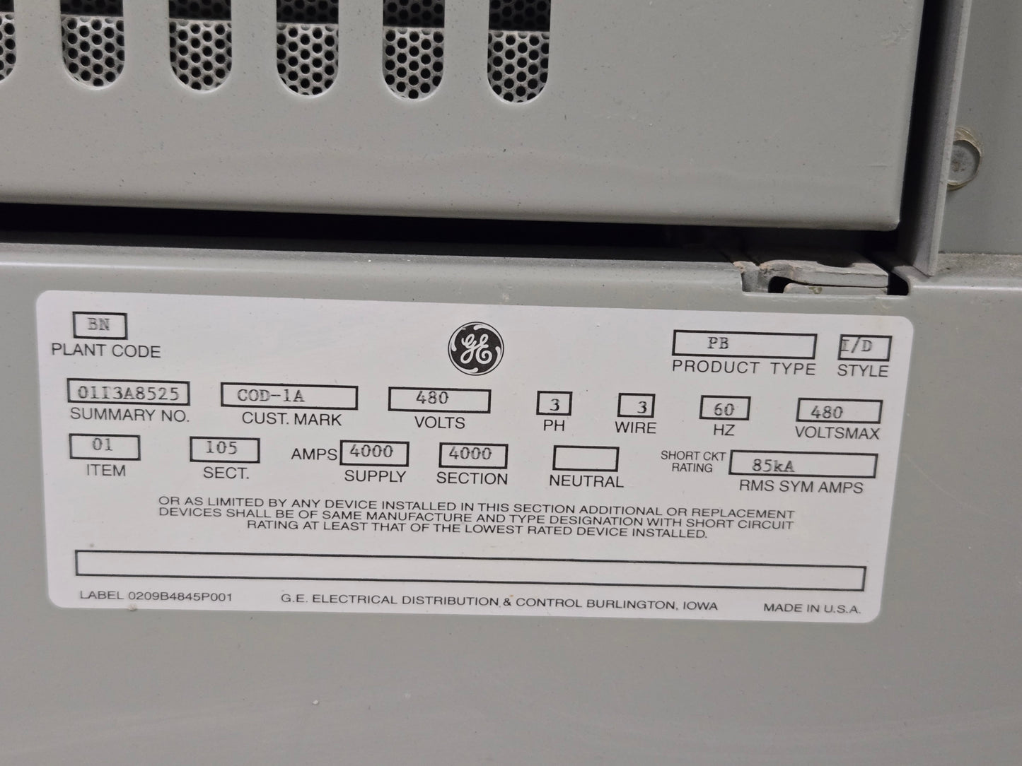 4000A GE Power Break Switchboard Switchgear Dual SSD 4000A Main & 14 SHF 800A Sub Feeds (107637)