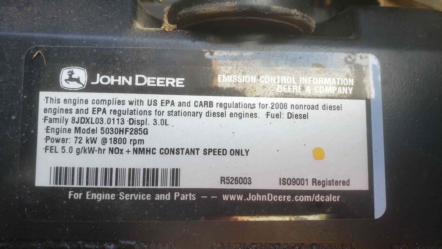 AS-IS 60KW Generac John Deere 5030 Engine 1PH Diesel 428 Hrs. (SKU: 109683)