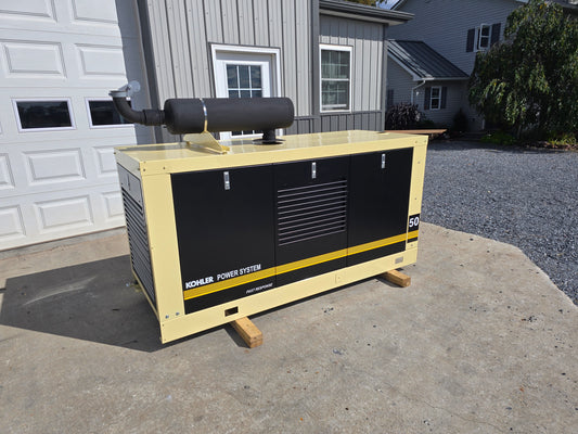 55KW Kohler 50RZ62 Nat Gas LP Enclosed Generator '94 572hrs TESTED