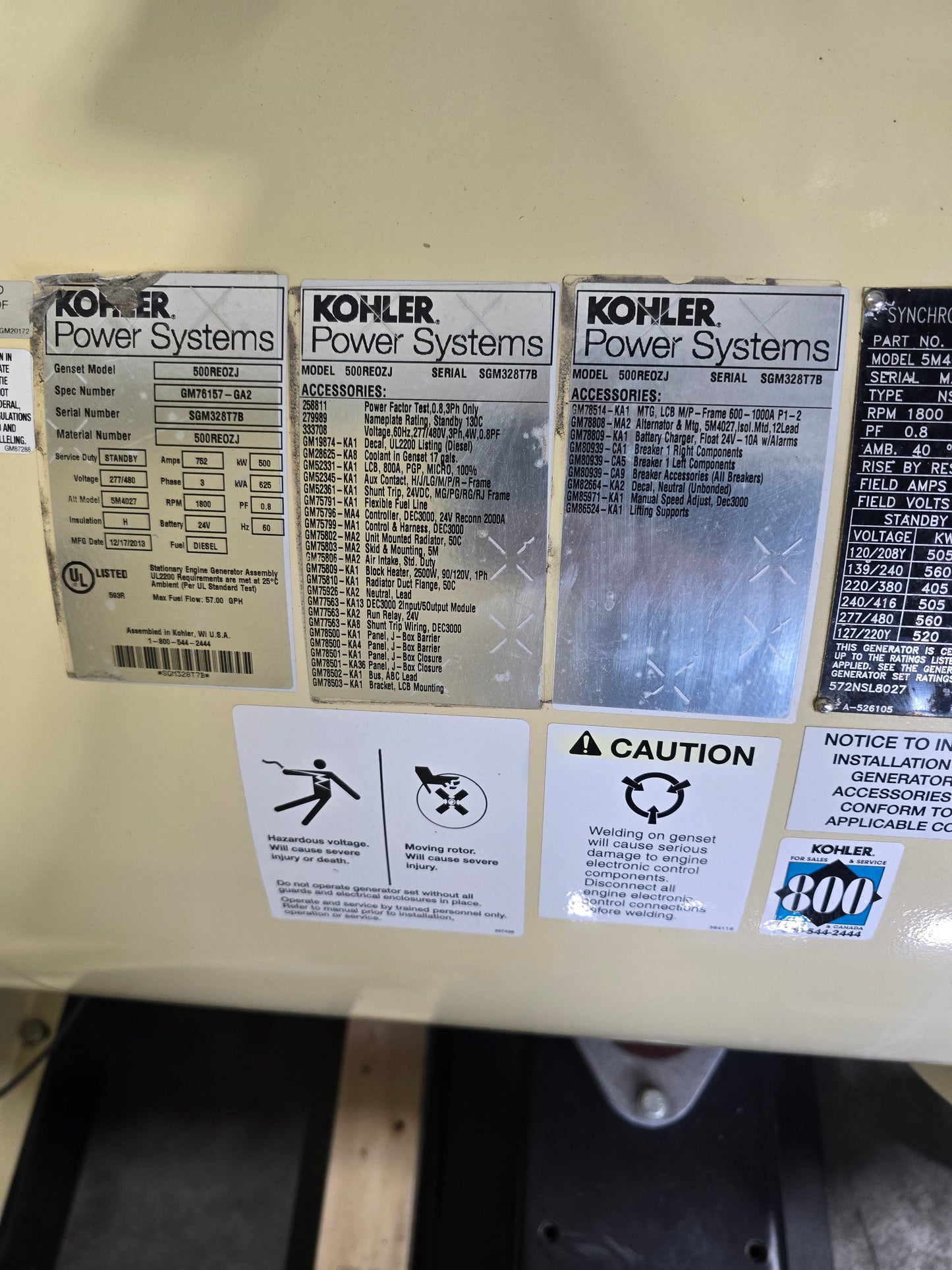 500KW Kohler 500REOZJ John Deere 6135 Diesel Generator Open 2013 136hrs TESTED