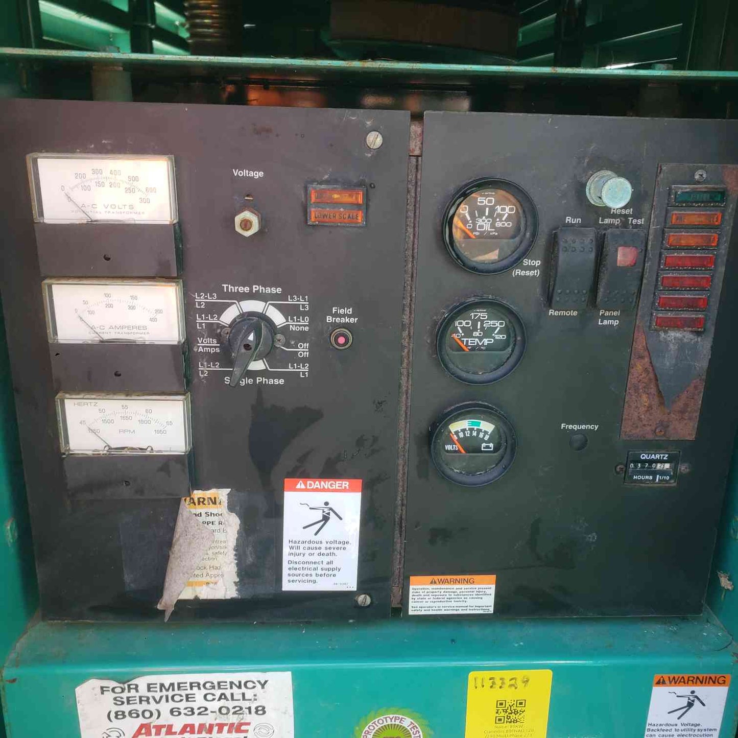Cummins Onan 80kW Standby Generator 80ENAD 1&3PH LP Nat Gas 370 Hrs TESTED (SKU: 113329)