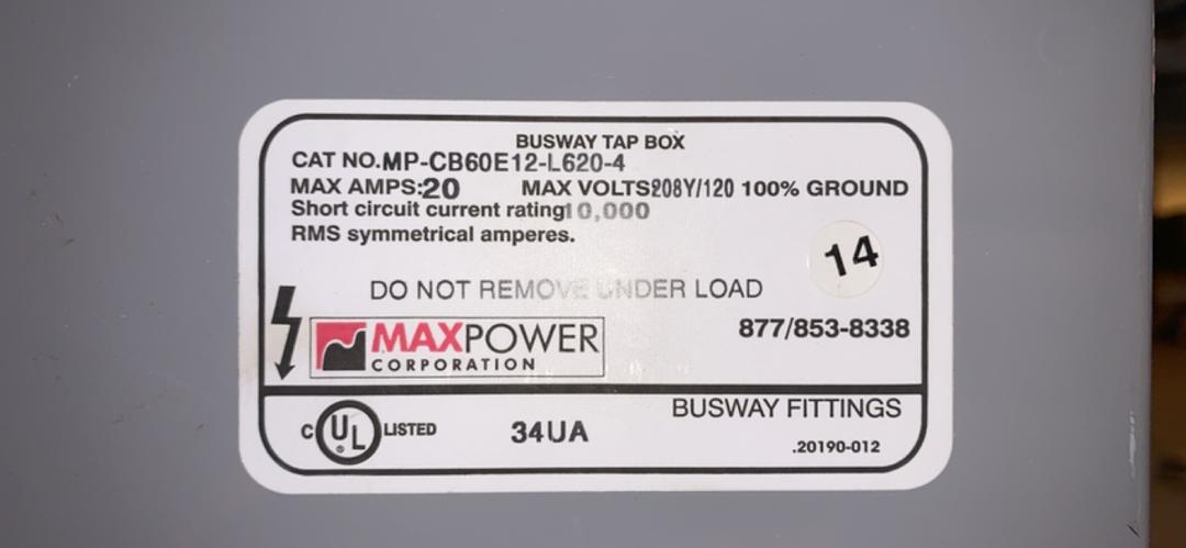 Busway 100A Starline MAXPOWER B100C10'4 PlugIn W 9 Tap Boxes(S6LLST9099)