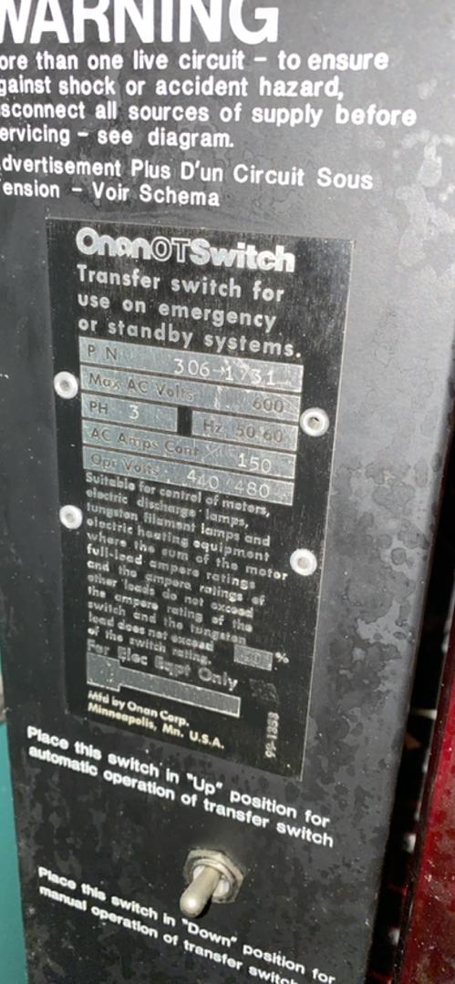 150A Onan OT ATS 480v Automatic Transfer Switch(S6LLST4024)