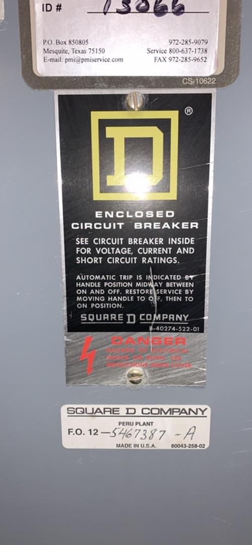 450A Square D Enclosed Circuit Breaker MHL364502DC1680(S6LLST9253)
