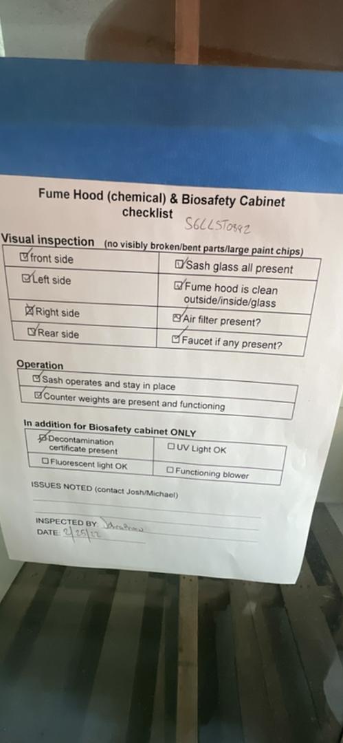 6' Fisher Hamilton SAFEAIRE Fume Hood Stainless Interior(S6LLST0882)