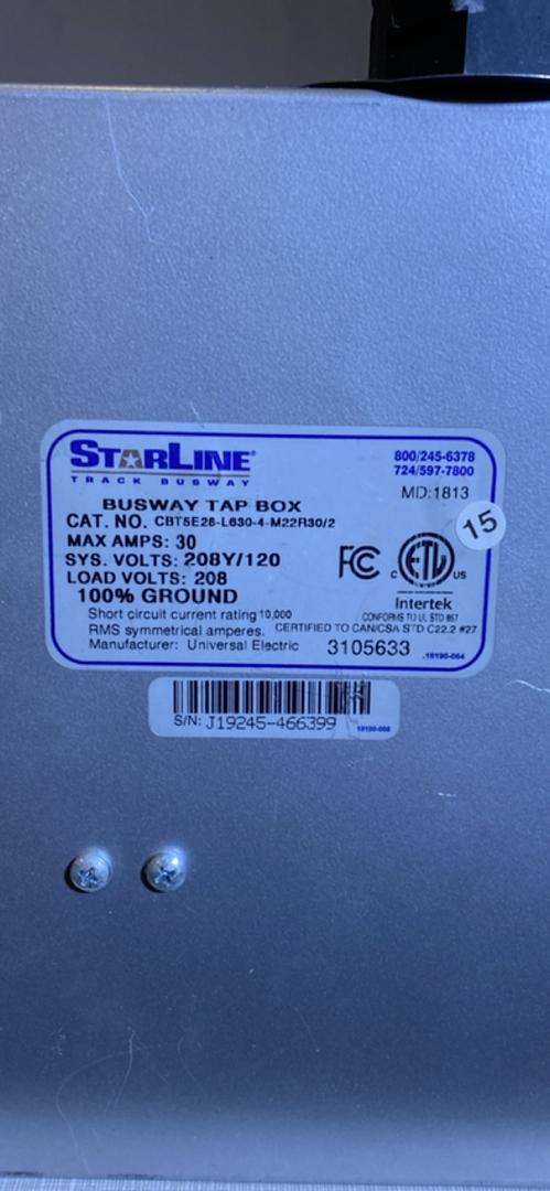 30A STARLINE Busway Tap Box 208/120v CBT5E28L6304M22R30/2(S6LLST4306)