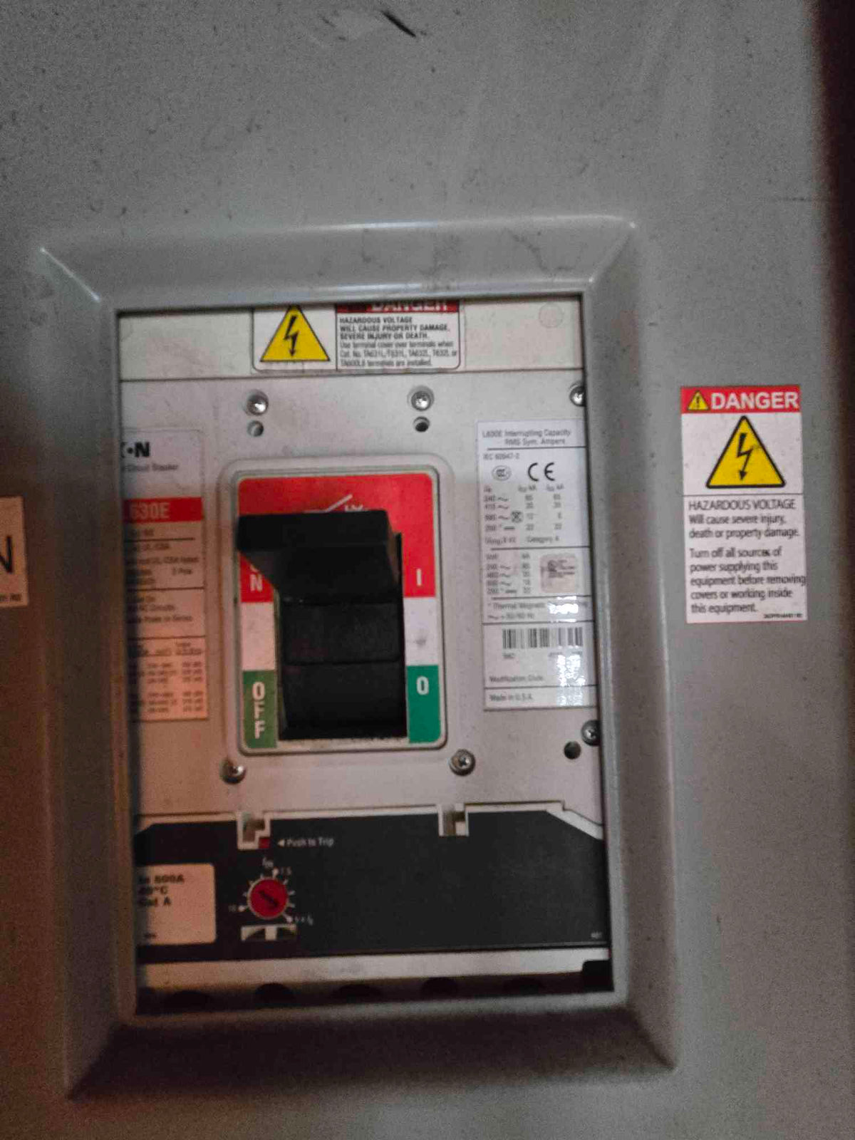 Eaton Pow-R-Line PRL3a 600A 480V 3 Phase Panelboard LGE3630NN Main Breaker Panel