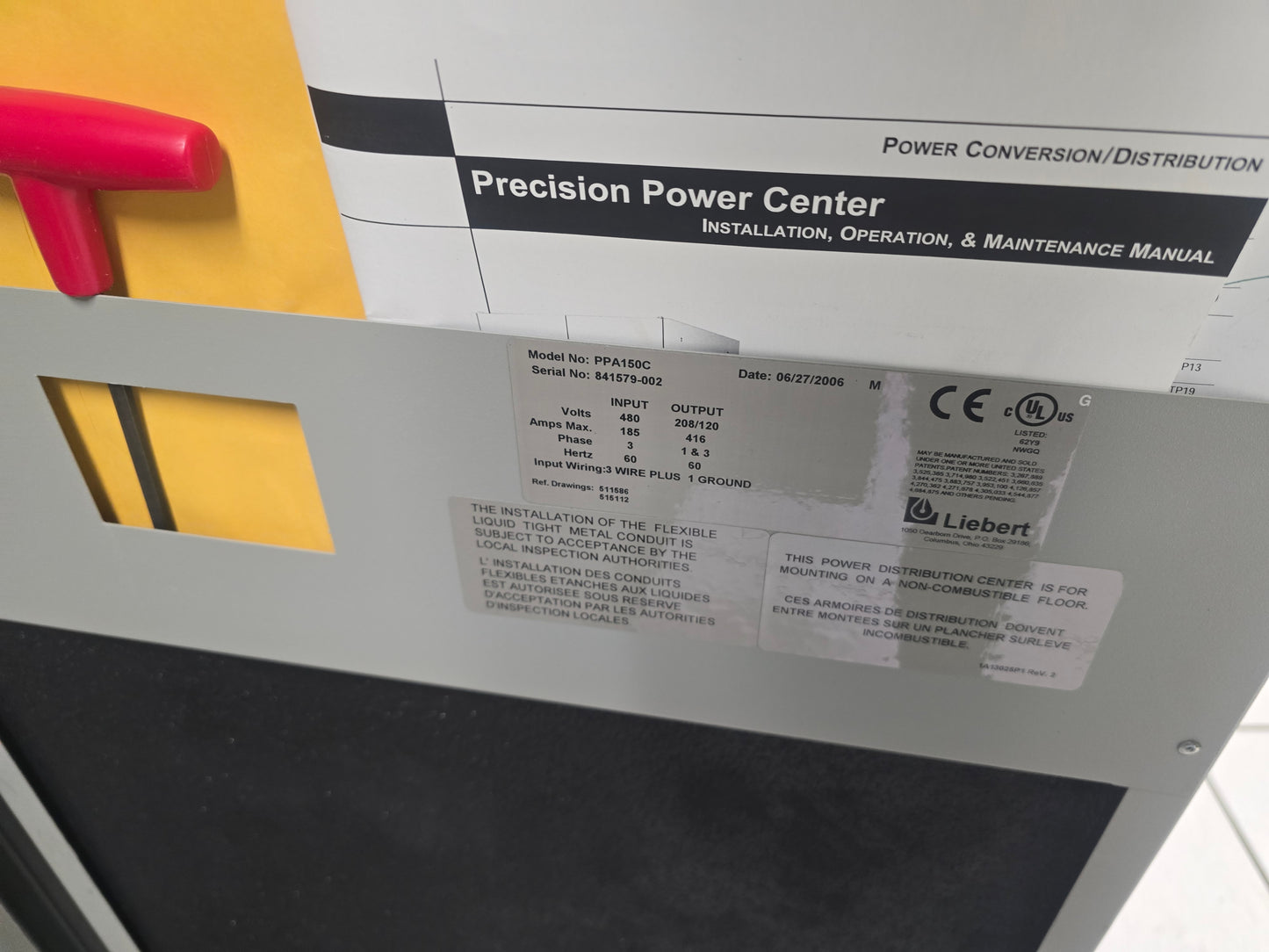 Liebert PPA150C 150kVA PDU Power Distribution Center & EXC Cabinet 480V 208V